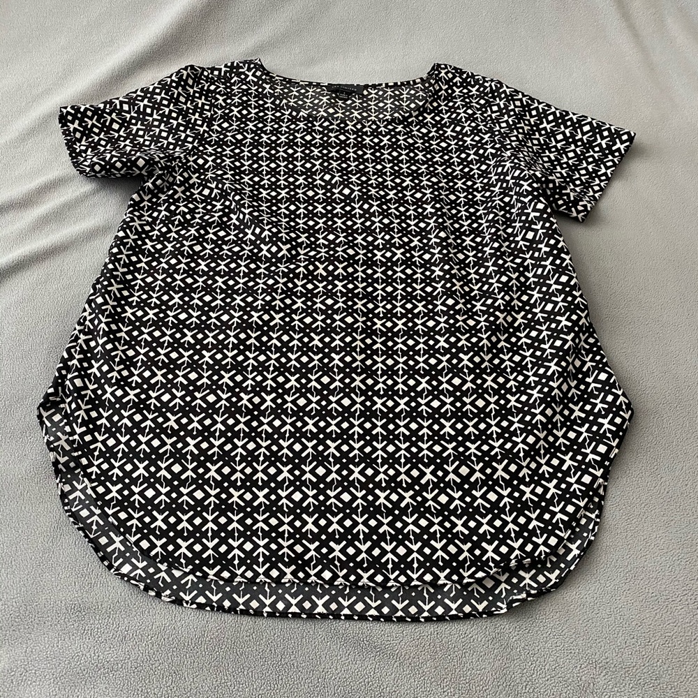 Mixed Media Short Sleeve Blouse by The Limited